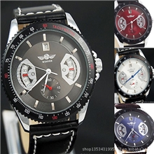 WinnereBay热卖日历皮带全自动机械表运动休闲男表腕表