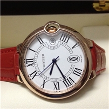 瑞士原装卡帝#亞完美体验蓝气球石英玫金时尚女表真皮情侣手表