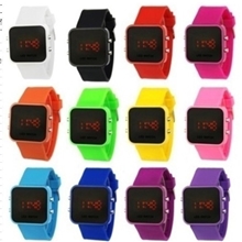 LED塑胶镜子手表批发时尚硅胶LED手表镜子面手表女士手表一件代发