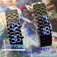 厂家直销现货供应LED熔岩链条LED手表批发熔岩男女时尚手表成人表