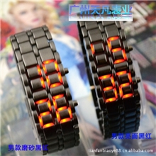 厂家供应现货LED时尚个性熔岩表男女情侣对表运动休闲表一件代发