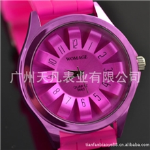 菊花表向日葵石英表天凡表业花瓣圆形手表菊花手表硅胶手表