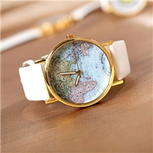 韩版手表批发个性新款地图印画手表外贸热销皮革合金手表男女皆宜