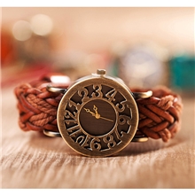 ebay外贸爆款潮翻天编织牛皮复古镂空表头手链表女士手表批发