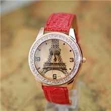 [淘宝爆款]时尚镶钻巴黎埃菲尔铁塔皮带手表IBELI手表厂家直销