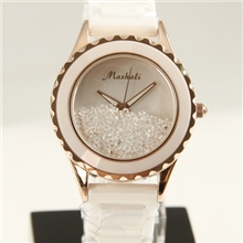 爆款批发女士陶瓷手表潮流时尚女表水钻流沙手表白色陶瓷时装表
