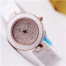 供应新款品牌陶瓷表时尚女表镶钻满钻手表白色陶瓷表水钻表