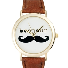 ASOS同款大表盘可爱胡须小胡子Bonjour手表ASOS卓悦胡须手表