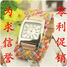 时尚编织方表彩带编制手表手链宽带绳子表七彩编织表
