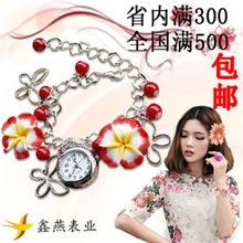 新款手表批发陶泥花朵新款女手链表女学生手表时尚女款手表厂家