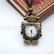 饰品批发复古怀旧机器人怀表项链欧美韩版ebay贸易单挂表毛衣链