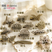 欧美复古发夹边夹/铜片复古发饰/外贸古铜怀旧发夹批发/12款选