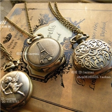小号丘比特铁塔剪花三选复古怀表项链表/毛衣链/古铜怀表批发