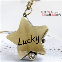 复古饰品怀表批发幸运星复古怀表长项链表/古铜怀表毛衣链表