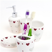 厂家直销糖果心形陶瓷卫浴五件套节日礼品现货潮州发货