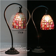 尼泊尔风格手工串珠台灯/铁艺欧式复古台灯/田园床头灯/雕花底座