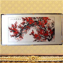 喜报花红手绘画中国风格画梅花装饰画