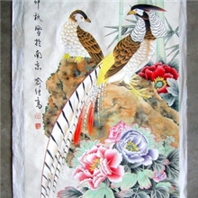 名人字画：江苏美协副主席、喻继高《手绘工笔重彩花鸟画》旧镜心