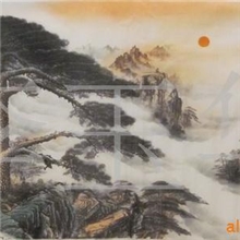 批发零售国画山水画迎客松，编号17-23