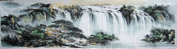 批发l零售国画工笔山水画半画半印画，编号32-22