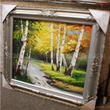 供应风景油画白桦林厚油风景刀画