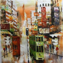 油画街景香港景/巴黎街景/刀画