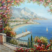 地中海厚油风景欧式油画刀画油画批发定做
