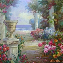 供应纯手绘花园景油画90x120