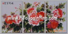 供应手工绘制仿国画花开富贵牡丹花油画MDH001