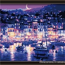 供应批发欧式抽象手工风景油画静谧月华40x50