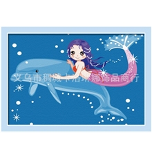 厂家批发人鱼伙伴20x30家居油画DIY数字油画装饰画手工油画