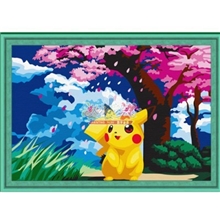 批发樱花树下30x40DIY数字油画苹果家居数字油画欧式油画