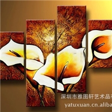 油画批发纯手绘油画花卉装饰画花卉组合酒店装饰画百年好合