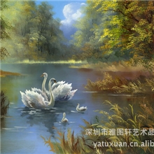仿真油画欧式装饰画无框挂画天鹅湖大芬装饰画