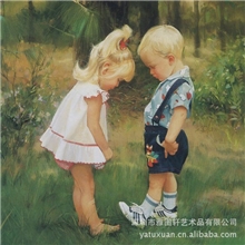 喷绘印刷仿零油画人物儿童画儿童房挂画