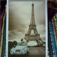 欧美铁皮画埃菲尔铁塔巴黎装饰画复古怀旧支持混批酒吧