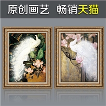 GB7070-1独家发售欧式客厅玄关装饰画孔雀赞