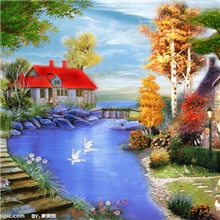 diy数字油画厂家批发1526幻境小村50*80