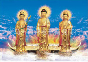 高清三维立体画，佛像三圣立体画批发，50*70cm