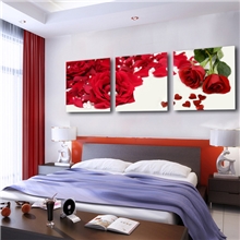 花卉玫瑰批发代发沙发背景装饰画餐厅卧室客厅三联幅无框画壁画