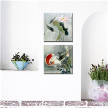 年年有鱼中式无框批发代发书房餐厅装饰画客厅配画玄关壁画