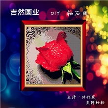 吉然品牌DIY钻石画二代十字绣圆钻钻石画滴水玫瑰红新品秒杀