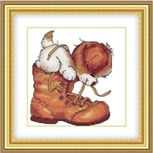 淘宝爆款小狗与鞋diy十字饰品工艺钻石画工艺画