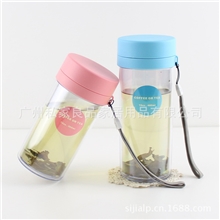 厂家直供正品带过滤网便携泡茶杯360ml双层防烫手密封防漏水杯