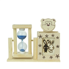 【特价】13202可爱小熊系列木质流砂带相框沙漏笔筒