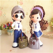 13545新款卷发女孩树脂钱罐摆件桌面礼物同学礼物