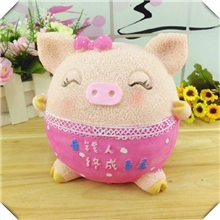 13141可爱大头猪猪树脂储蓄罐存钱罐摆件礼物工艺品混发