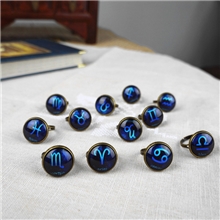 16MM复古做旧Zakka时光宝石圆形戒指JZ-001十二星座