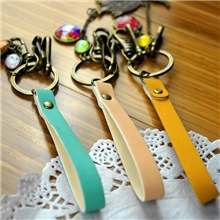 复古原创英伦风厂家直销时光宝石皮绳金属钥匙扣4-6款入SK-98