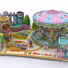 儿童益智拼图厂家纸拼图拼图玩具新款游乐园系列旋转木马